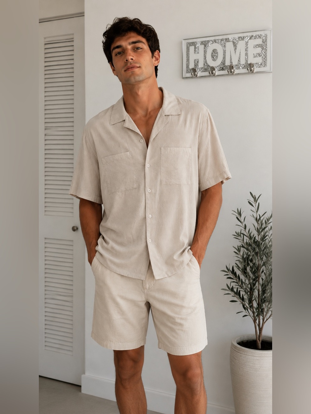 NWT No Boundaries Beige Textured Camp Shirt 2XL Casual Resort